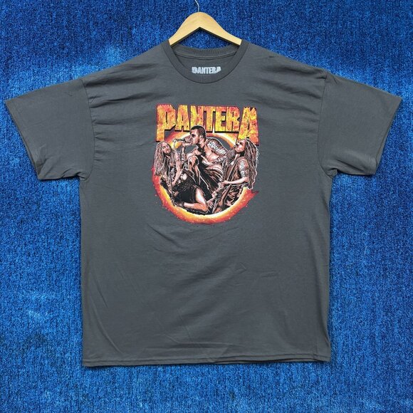 Pantera Flaming Illustrated Members Heavy Metal Band Tee XXL - Picture 1 of 4
